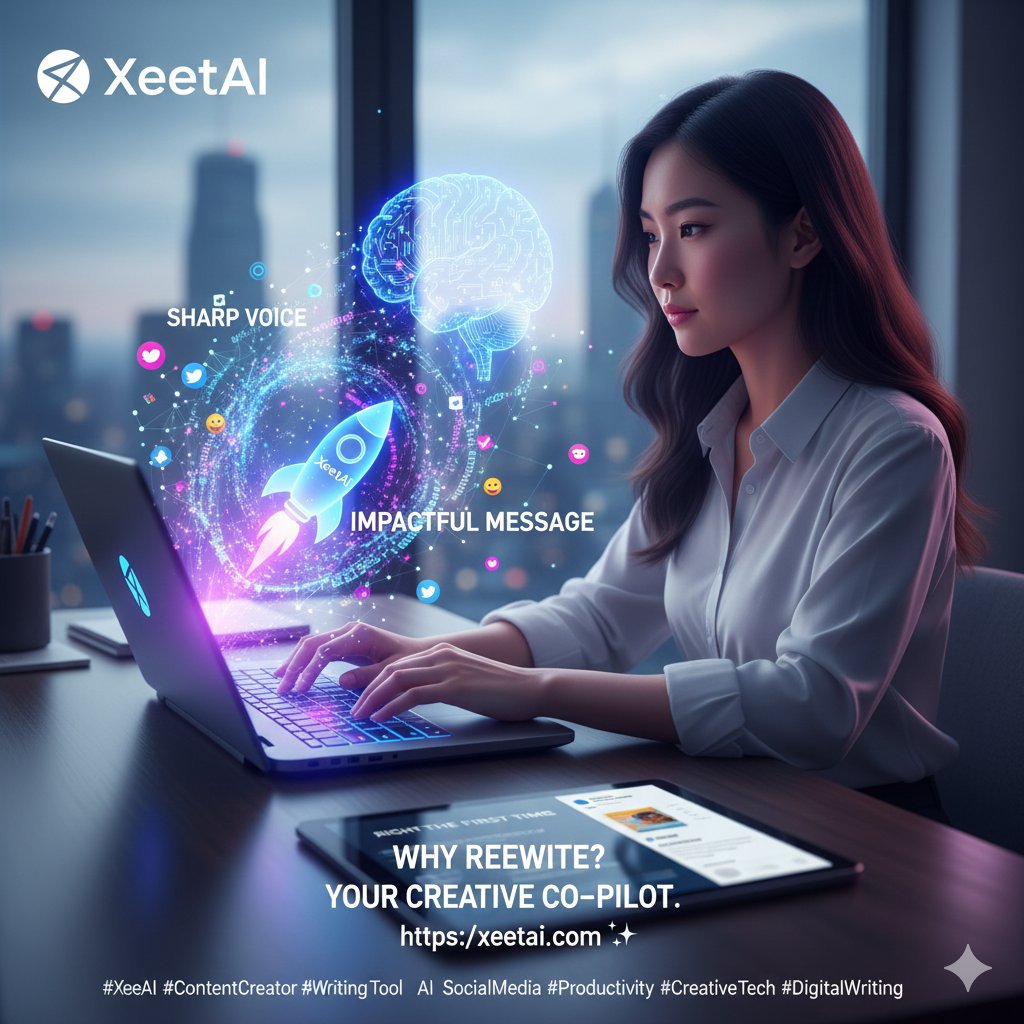 PaulJpcatilo01's tweet photo. Why rewrite when you can get it right the first time? 🚀
With @xeetdotai , your voice stays sharp and your message landsevery time.
It’s not an AI writer. It’s your creative co-pilot. ✨
Try it and turn your ideas into impact 

#XeetAI #ContentCreator #WritingTool #AI #SocialMedia #Productivity #CreativeTech #DigitalWriting