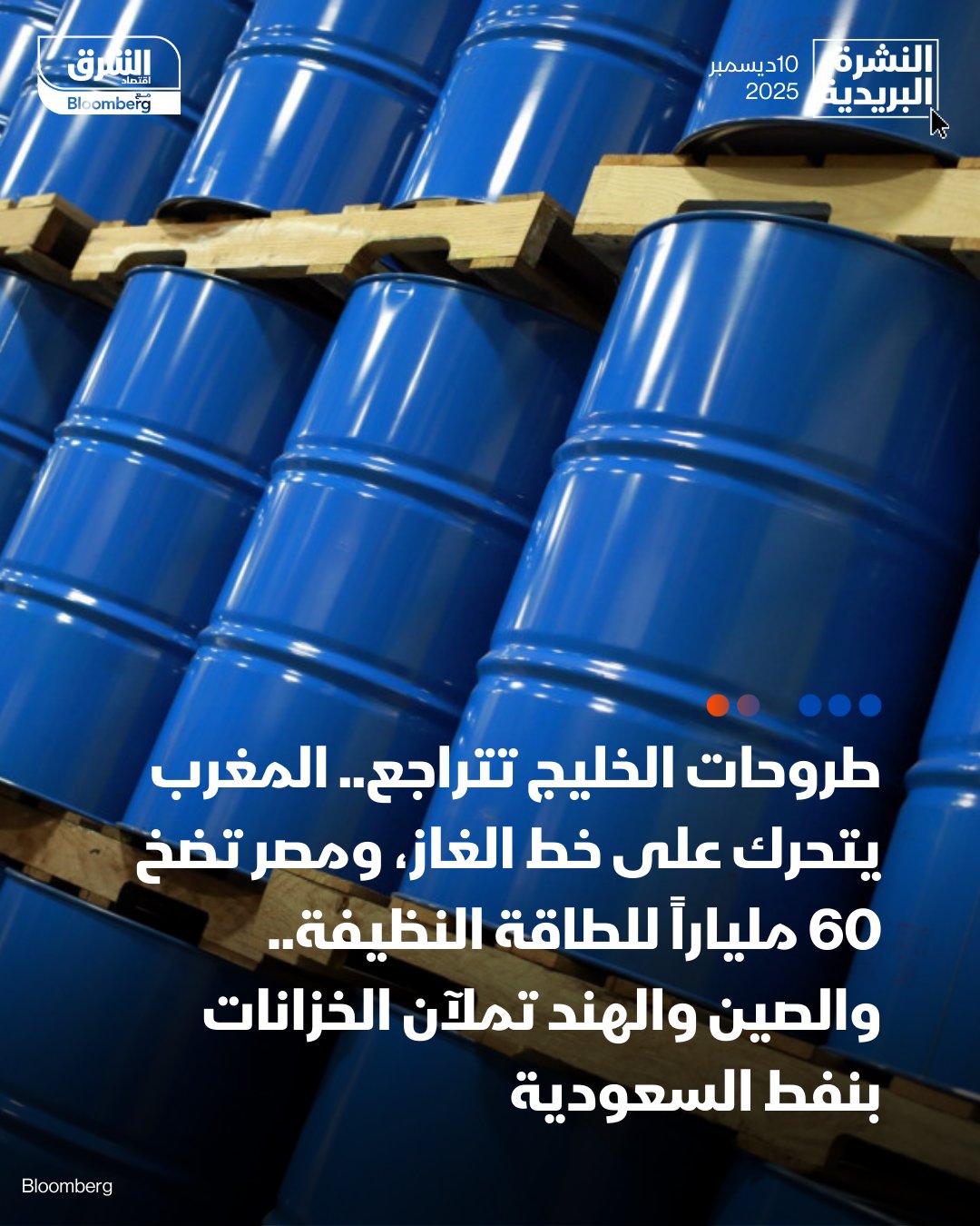 "خفض متشدد" في واشنطن. طروحات الخليج تتراجع. المغرب يتحرك على خط الغاز، ومصر تضخ 60 ملياراً للطاقة النظيفة. قبل حجز مقعد الطائرة.. اسأل عن الطراز والمسامير. الصين والهند تملآن الخزانات بنفط السعودية. ابدأ يومك بأهم أخبار الاقتصاد مع نشرة اقتصاد الشرق مع بلومبرغ 