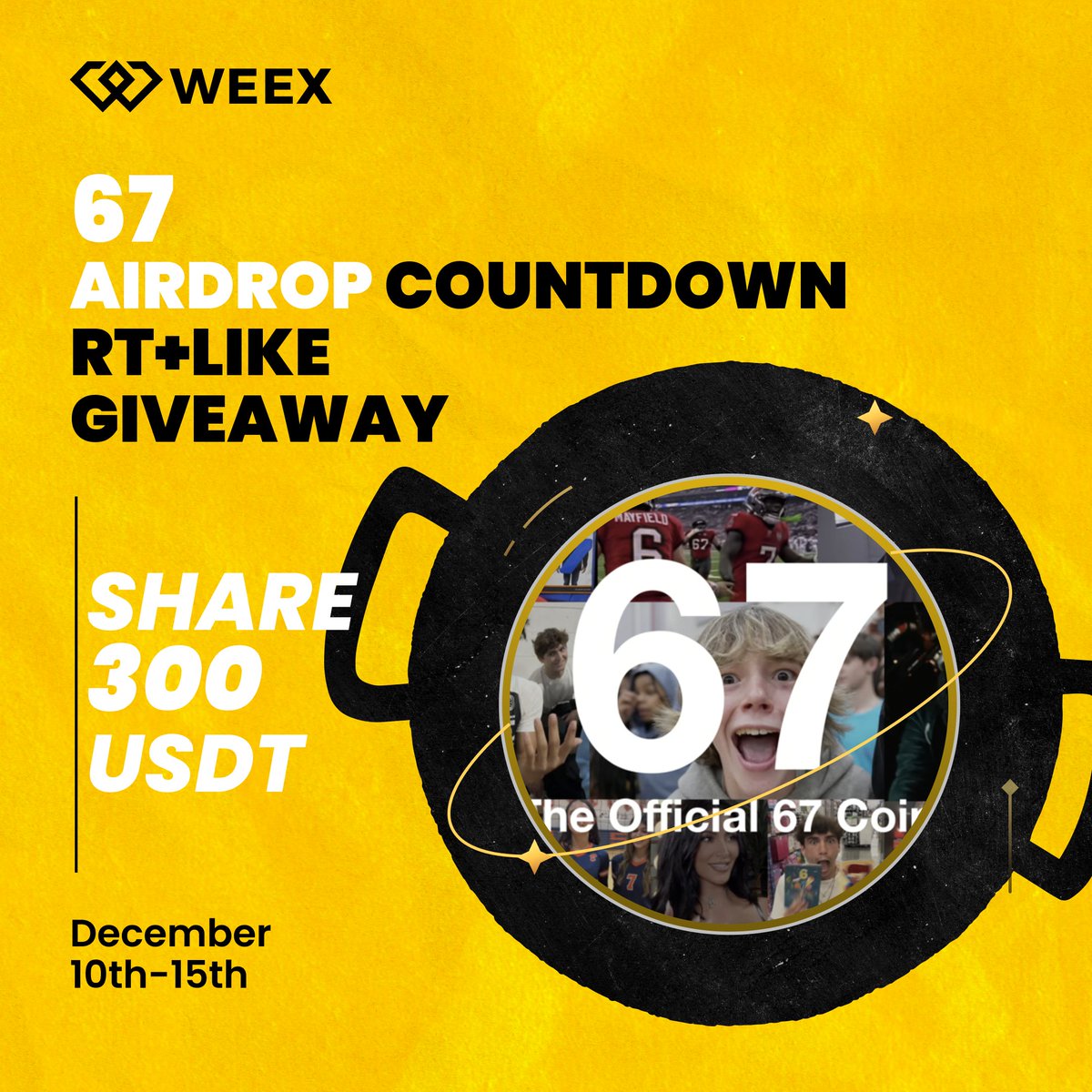 🔔 $67 Trending coin Giveaway #67
🎁 $300 USDT shared by 6 winners!

To Enter:
🔸 Follow <a href="/WEEX_Official/">WEEX</a>
❤️ Like &amp; RT
🔸 TAG 3 FRENDS+ Drop WEEX UID

👉 Register On WEEX:weex.com/events/welcome…

#blockchain #tradetoearn #bitcoinprice #ethereumprice
