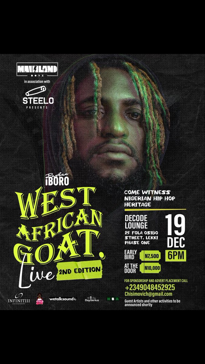 West African Goat Live 2!!!
9 days left!!!
Cop your tickets and come rage with us!!! 🇳🇬🐐

paystack.shop/wag-live-2