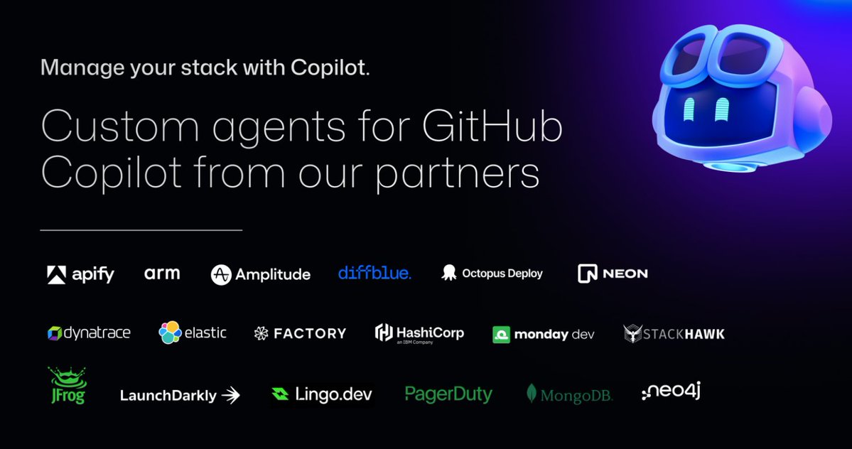 ruimelo's tweet image. GitHub just introduced custom agents in Copilot 🤖✨
Define how AI supports your stack using Markdown:
• Clear agent purpose &amp;amp; behavior
• A set of MCP tools the agent can use
• Metainformation for smooth handoffs across steps 🔄

Details: msft.it/6019ti8PU
#GitHubCopilot