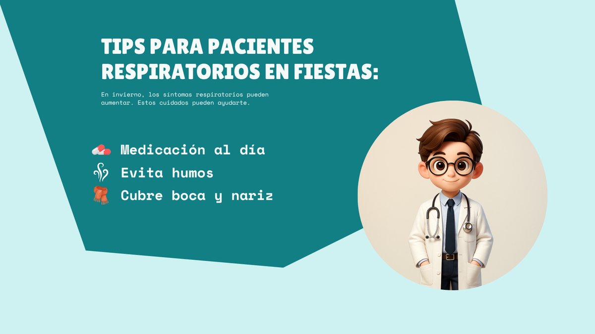 SLRuz's tweet image. 🫁 Si tienes asma o EPOC, el frío y las fiestas pueden afectar tu respiración.
Mantén tu medicación, evita el humo y sigue tu plan médico.
Pequeños cuidados hacen una gran diferencia. 💙

#CuidadoPulmonar #SaludRespiratoria #DrSergioLopezRuz