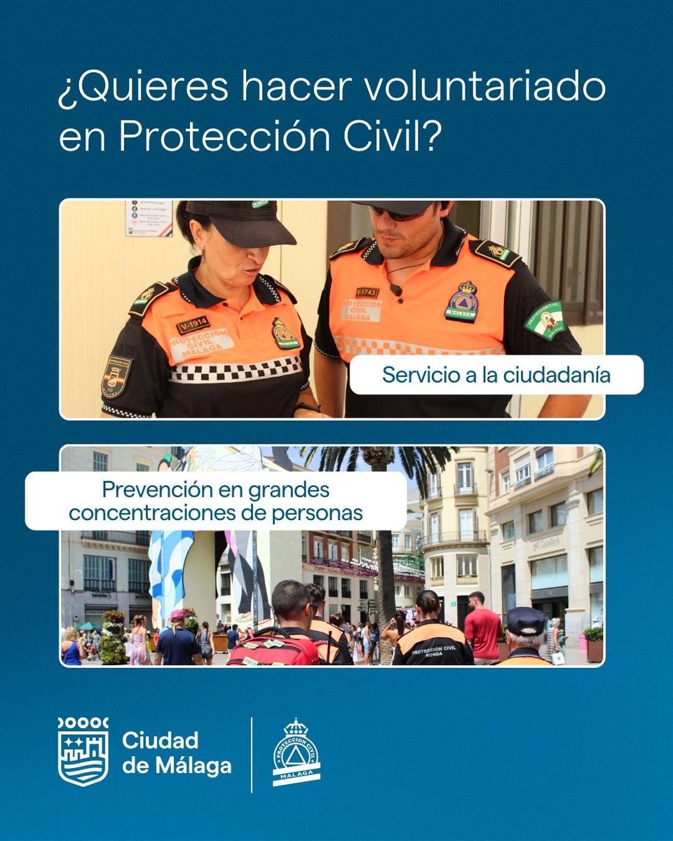 Buenos días. ¿Quieres hacer voluntariado en Protección Civil? La <a href="/VPCMalaga/">VPCMálaga</a> realiza diferentes servicios a la ciudadanía, colabora con las Fuerzas y Cuerpos de Seguridad e interviene en situaciones de emergencia.
