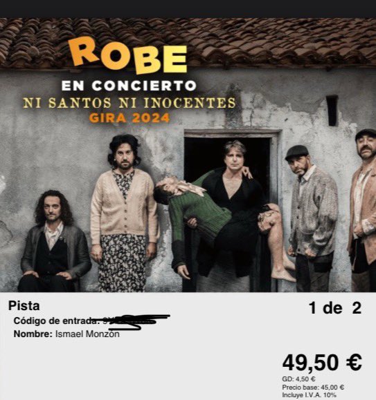 La entrada del último concierto de Robe, el que nunca dio, y del que <a href="/aguileradavid/">David Aguilera</a> y yo nos enteramos de la cancelación un par de horas antes. Nos fuimos a brindar por su recuperación. 

Hoy es un día muy jodido