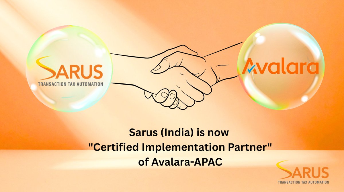SarusInc's tweet photo. We are excited to announce that Sarus (India) is now a Certified Implementation Partner of @Avalara APAC  
@Sarus Inc. (US) is a long standing CIP with @Avalara in the US to provide a world-class #taxtechnology offering.

#SarusInc #Avalara #indirecttaxautomation #implementation https://t.co/ZgyWrH2t88