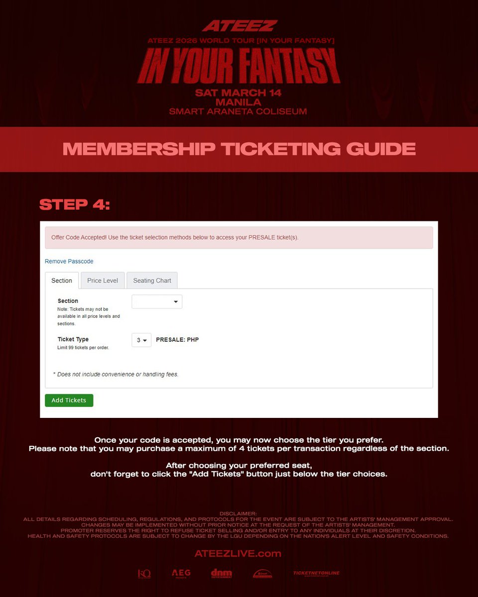 Below are the steps of membership pre-sale ticketing guide.

#ATEEZ #WORLD_TOUR #In_Your_Fantasy #에이티즈 #InYourFantasy_MNL