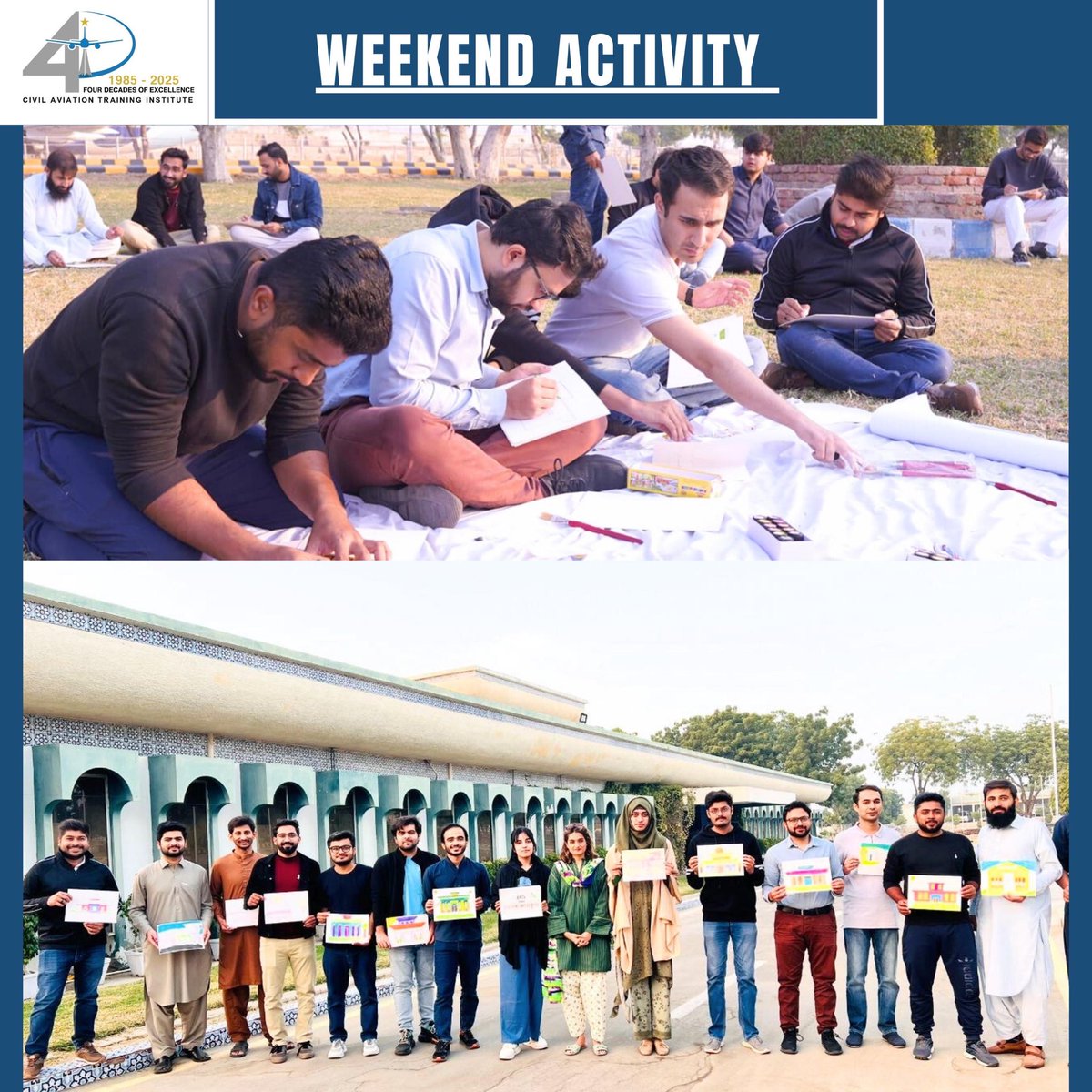 catipakistan's tweet photo. Bringing the inner artist to life 🎨
We at CATI believe in a balanced work‑life for our trainees residing at CATI. Here are some pictures of our trainees drawing inspiration from our admin block and creating magic on canvas 🖼️
#CATI #WeekendActivity #TraineeLifeAtCATI https://t.co/Wra8ILU1aq