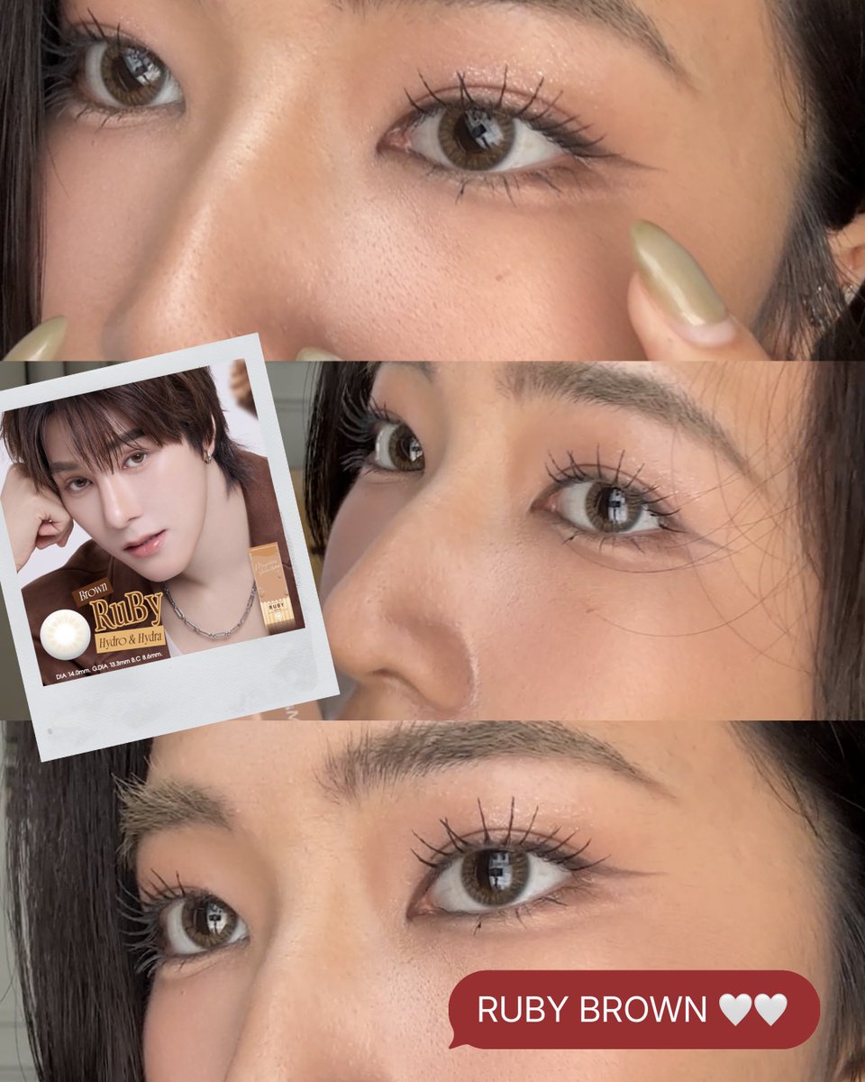 ขอมารีวิว #mayalensxnani จั๊นเข้าใจคำว่า #ตาสวยแบบพี่นิ แล้ว ㅠㅡㅠ คือพี่ทำถึงมากขอร้อง เหมือนเกิดมาก็ตาสีนี้เลยอะ

꒰ #hirunkit_ ꒱ 

🤍 NANI BROWN คือสมกับชื่อรุ่น สีตาพี่นิ 1000000% อร้ายยยยย ธรรมชาติมากกกก ใส่ไปเรียนได้เลยโคดเนียน 

🤎 RUBY BROWN ก็สวยเหมือนกัรรร