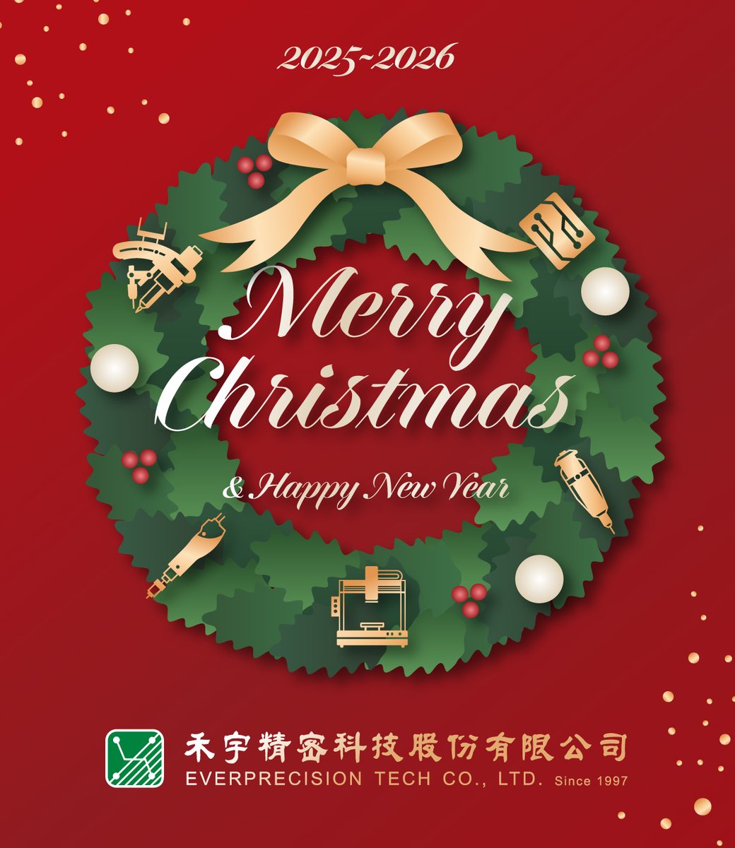 Everprecisiontw's tweet photo. 🎄 Merry Christmas &amp; Happy New Year ✨

禾宇精密感謝 2025 有您同行，
願 2026 與您攜手共創新里程！ https://t.co/zrhKz35qlf