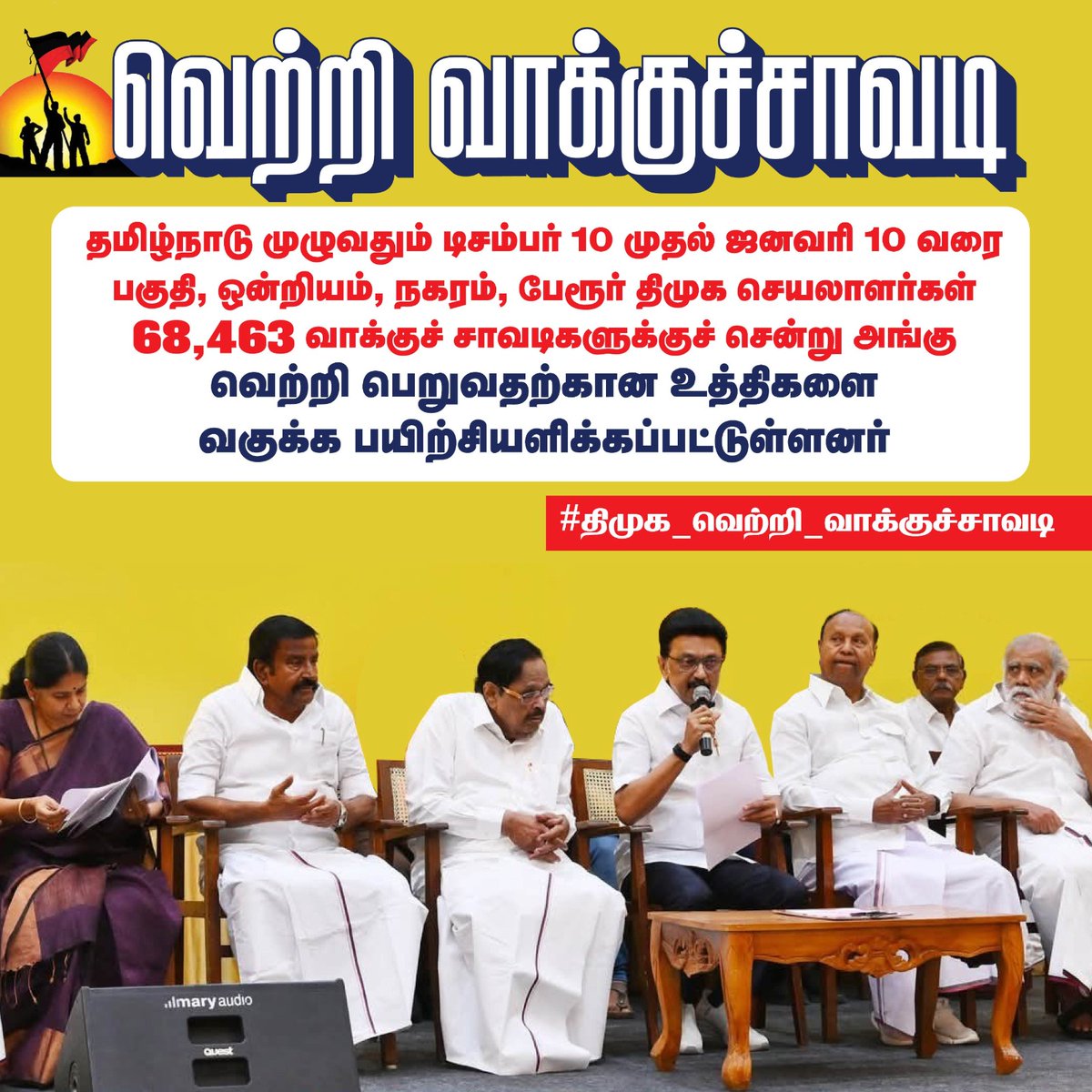 vrsenthilkumar's tweet photo. தமிழ்நாடு முழுவதும் டிசம்பர் 10 முதல் ஜனவரி 10 வரை பகுதி, ஒன்றியம், நகரம், பேரூர் திமுக செயலாளர்கள் 68,463 வாக்குச் சாவடிகளுக்குச் சென்று அங்கு வெற்றி பெறுவதற்கான உத்திகளை வகுக்க பயிற்சியளிக்கப்பட்டுள்ளனர்.

#திமுக_வெற்றி_வாக்குச்சாவடி https://t.co/935pE3qhUJ