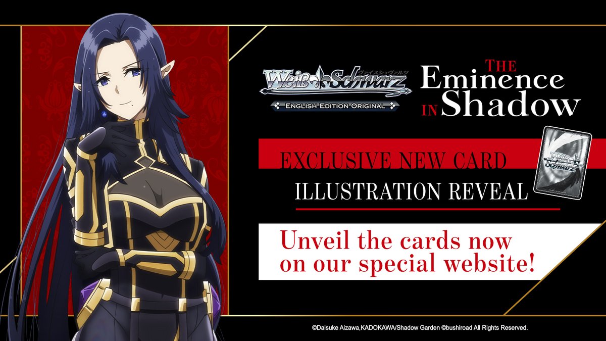 weissschwarz_en's tweet image. 💐 Catch Gamma’s new card illustration below!

🔗 bit.ly/special-eis

Preorders for Trial Deck, Booster Pack, and Supply Set The Eminence in Shadow are still ongoing!

#WeissSchwarz #TCG #EminenceInShadow