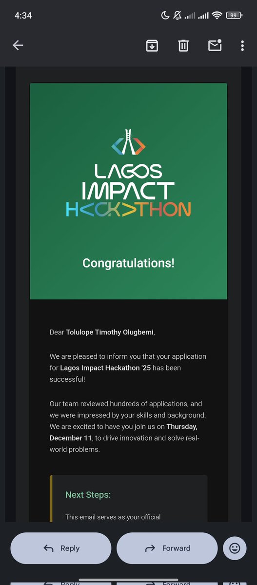 coderhema's tweet image. I got accepted to @lagosimpacthack 
Time to build and win another one 🔥🙂‍↕️