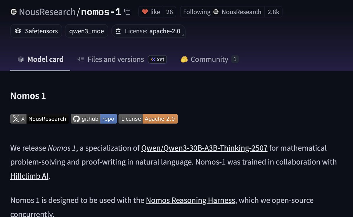 RT @ariG23498: NousResearch chega com tudo 🚨
> especializado Qwen3-30B-A3B-Pensamento-2507
> resolução de problemas