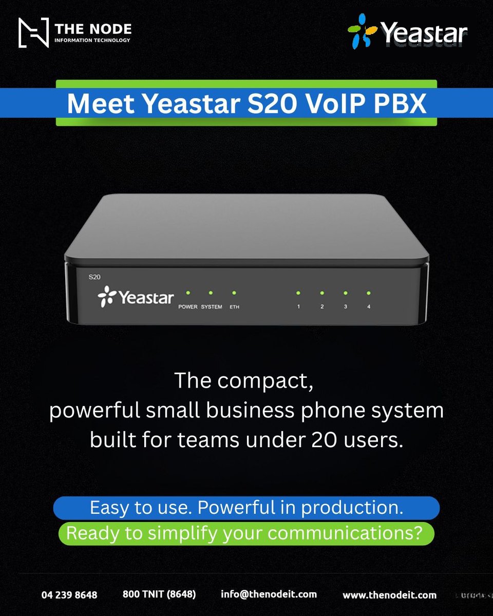 thenodeit's tweet photo. Transform your office communication with the Yeastar S20 stand-alone PBX.

Contact us at:
Toll-Free: 800-TNIT (800 8648)
📧 info@thenodeit.com
🌐 https://t.co/bIoPfmAItr

#Yeastar #TechInnovation #PBX https://t.co/SukubDbUGX