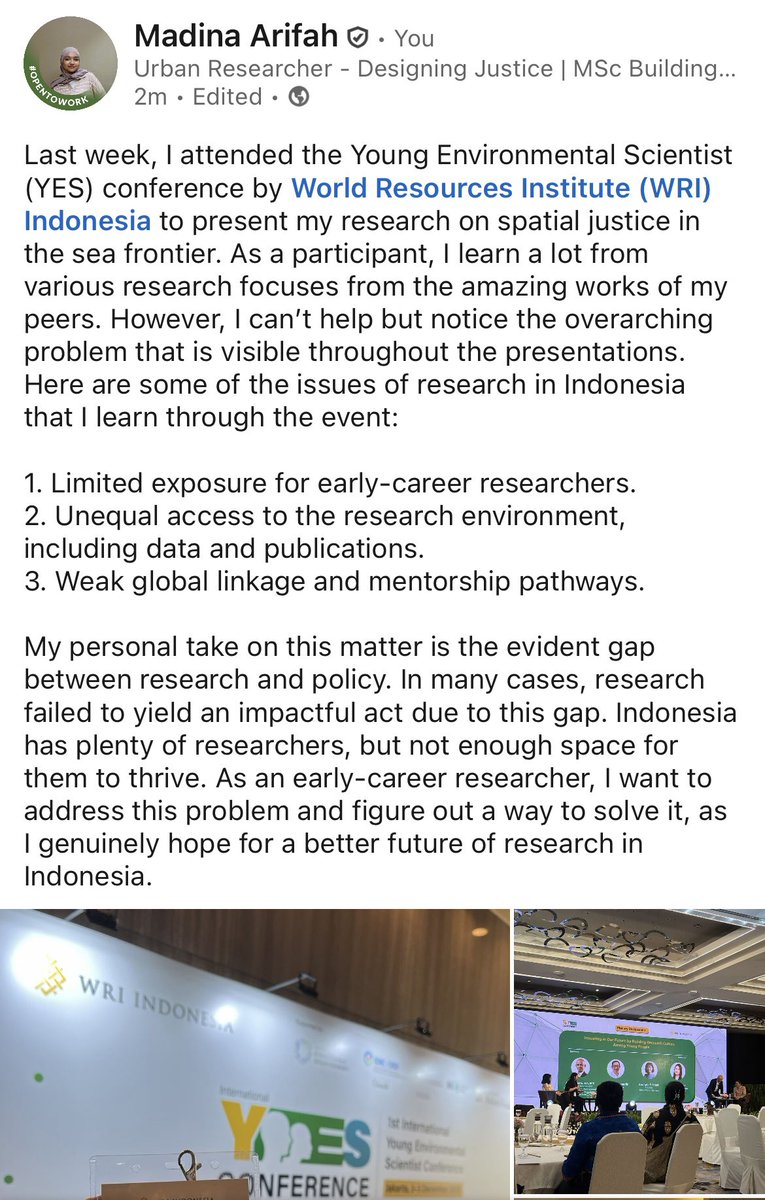 madinaarifahh's tweet photo. Indonesia has plenty of researchers, but not enough space for them to thrive. https://t.co/mGTvhEp0Ei