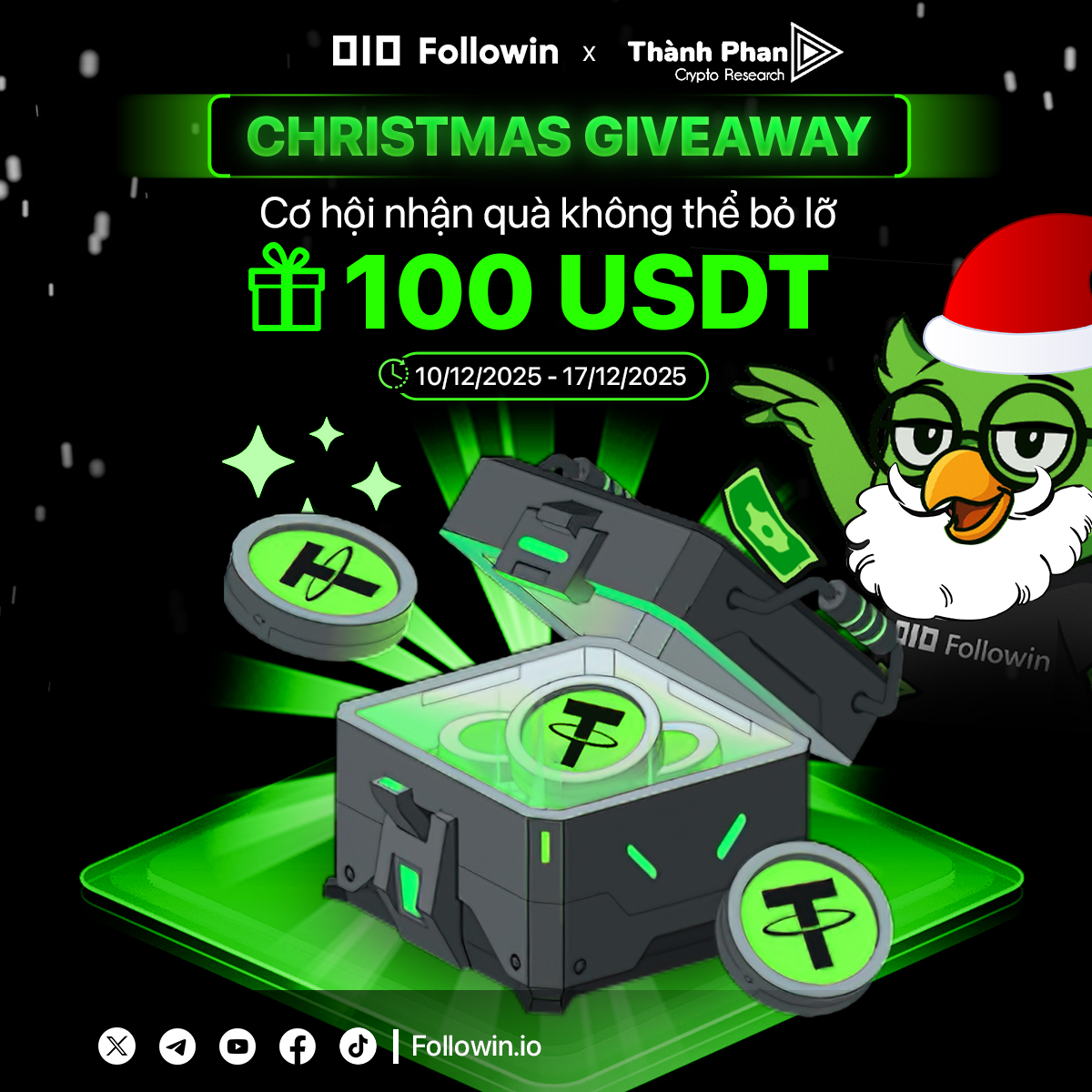 🎄 CHRISTMAS GIVEAWAY – Followin x Thành Phan

Mừng giáng sinh đến gần, Followin cùng Thành Phan mang đến Giveaway 100 USDT dành riêng cho anh em

Giới thiệu về Followin:
Followin.io là nền tảng Web3 cung cấp tin tức, phân tích và góc nhìn xu hướng, giúp