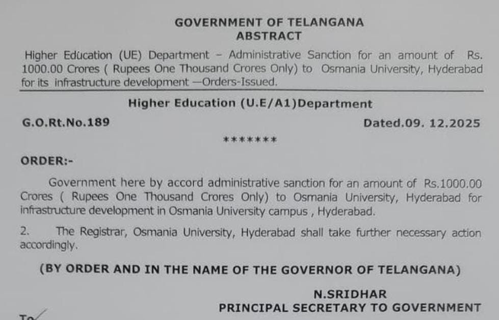 LVReddy73's tweet image. Chief Minister A Revanth Reddy keeps his word: ₹1,000 crore sanctioned for #Osmania University #OU before stepping onto campus today.

#OU Campus erupts in joy as students, teaching and non teaching staff thank the CM for honouring his pledge within four months.

Promise made in