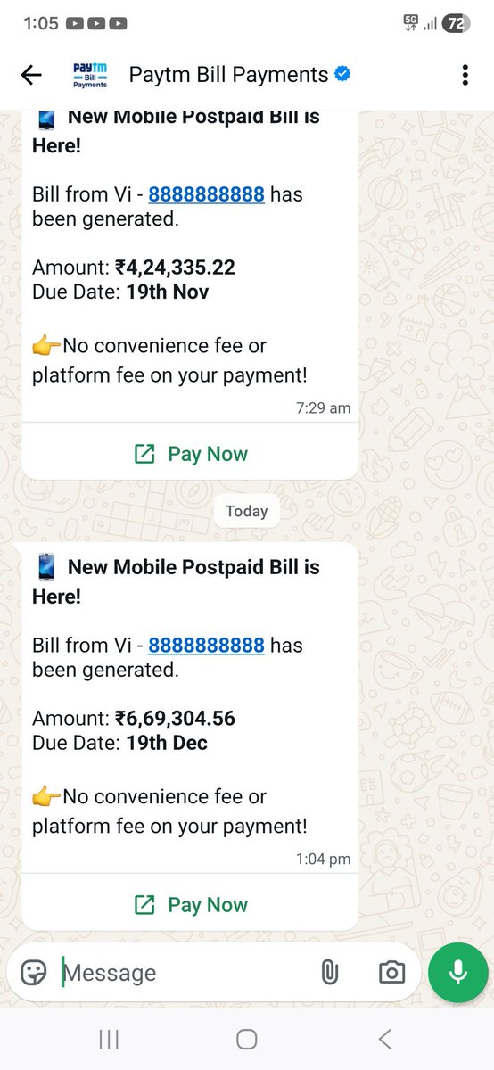 GenZParty_India's tweet photo. @Paytm why your sending this message to my Whatsapp 😂😂😂 https://t.co/e6btUPLLlt