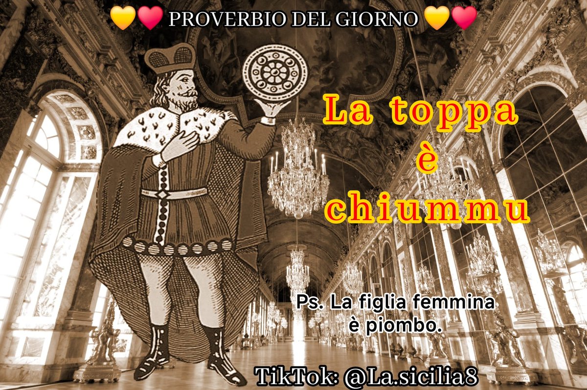 Palermo_1900's tweet photo. NUOVO PROVERBIO DEL GIORNO🇧🇹❤️🇮🇲💛

" La toppa è chiummu ".

Ps. La figlia femmina è piombo.

#veritàsiciliana #proverbiodelgiorno #proverbio #proverbisiciliani #proverbiosiciliano https://t.co/jO9S8OCVFW