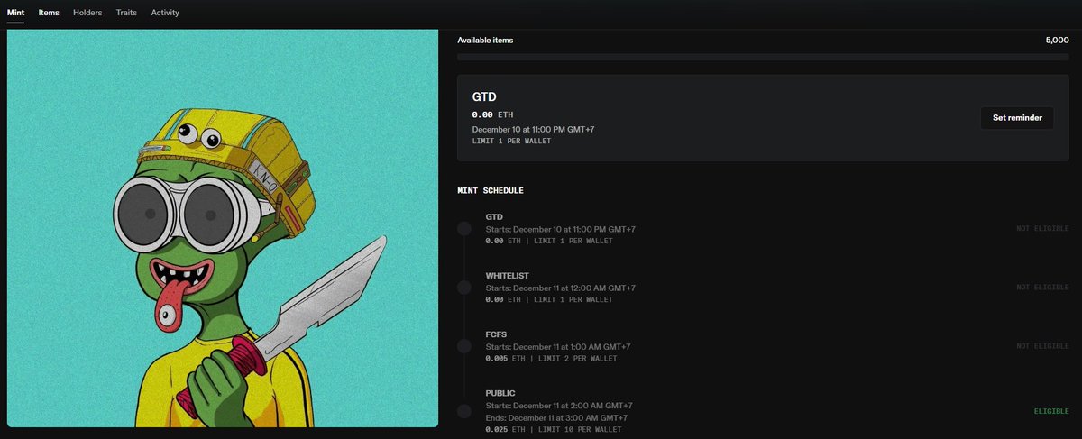 Final Update before mint ‼️

Mint will be live at opensea  : opensea.io/collection/fro…

Date : Dec, 10 at 16.00 UTC+7

*Note : 

If you’ve already checked and don’t see your address on the list, but you previously secured a GTD or WL spot, just DM me ‼️ 
I’ll double-check it for