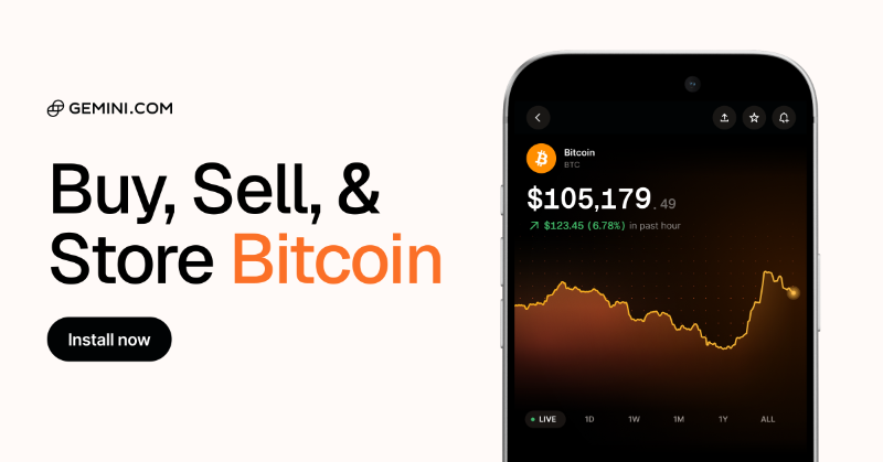 Gemini's tweet photo. Stop scrolling, start investing. Gemini is the secure way to buy, sell and store Bitcoin and 70+ other cryptos. 

Cryptocurrencies are highly volatile. Assess your financial circumstances and seek independent advice before engaging in crypto transactions.