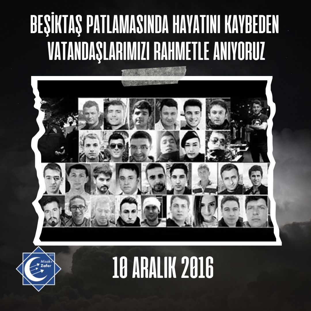 Beşiktaş patlamasında hayatını kaybeden vatandaşlarımızı rahmetle anıyoruz.
#10Aralık2016