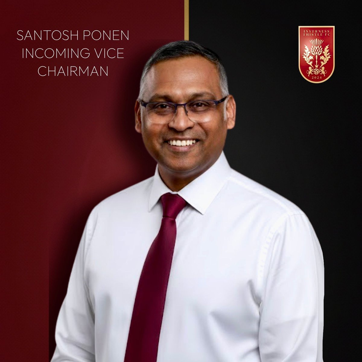 🔴⚫️ CLUB ANNOUNCEMENT ⚫️🔴

We’re pleased to share that Santosh Ponen has been appointed as the new Vice Chairman of Inverness Thistle FC.

Santosh steps into this position after moving from his role as our sporting director. 

He is a strong communicator, has a brilliant way of