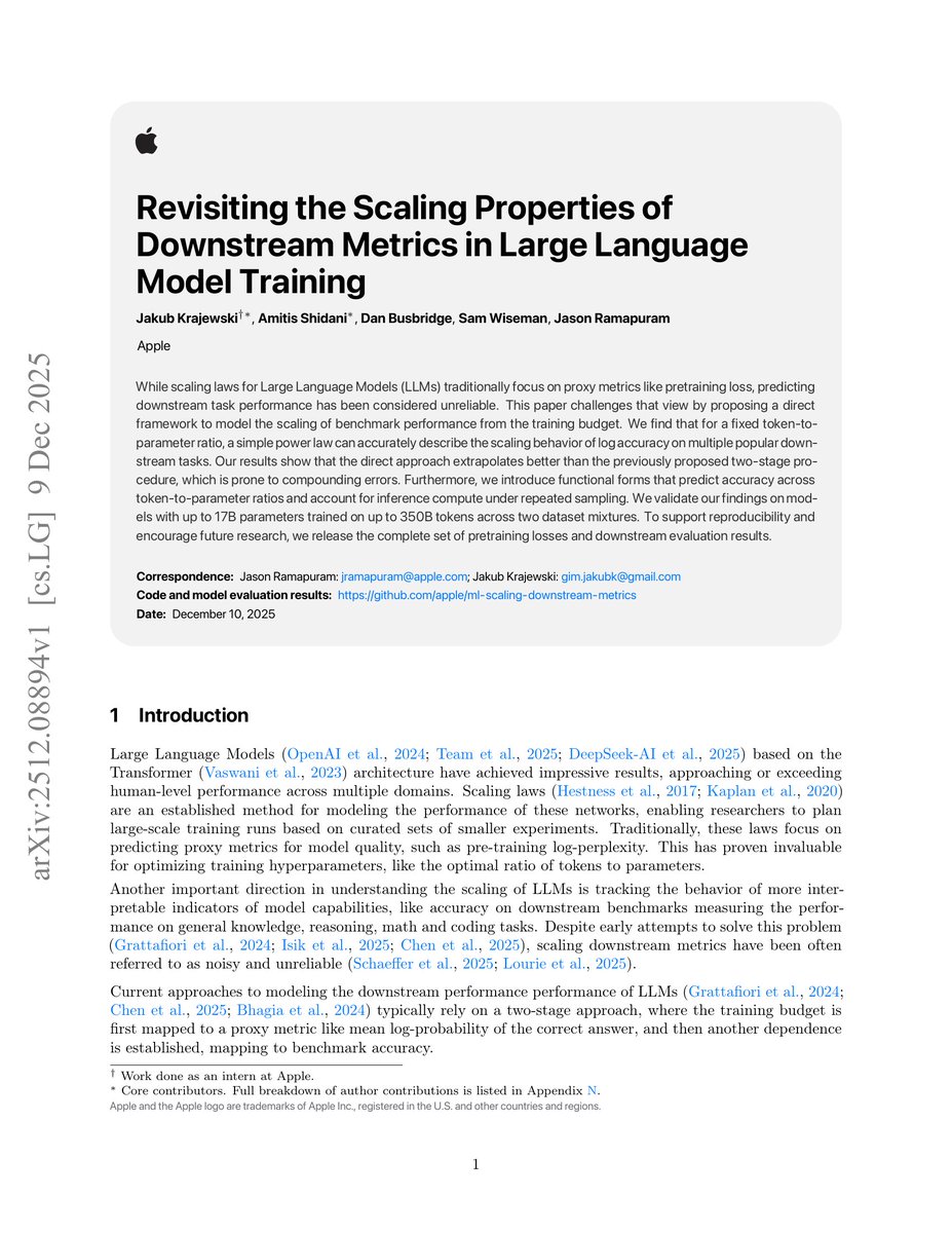 RT @rosinality: Lei de escalonamento de tarefas downstream com proporção fixa de modelo para token e logaritmo da pontua