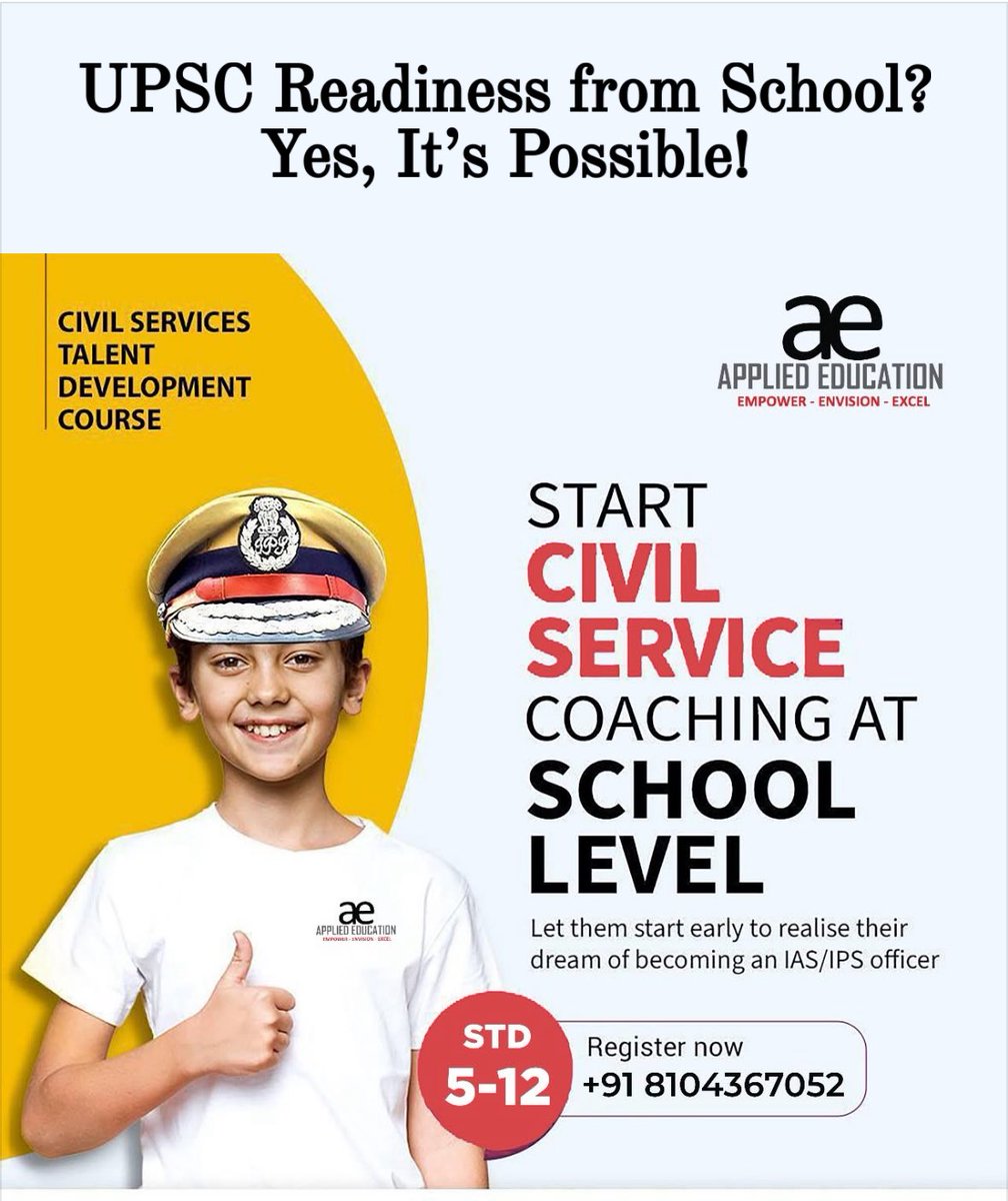 An Urgent Message to Students, Parents, and Educators: Let Children Dream Beyond One Career

Every day I come across advertisements like this one, encouraging very young children to begin “UPSC coaching” from school. I understand the intention may be good, and civil services is