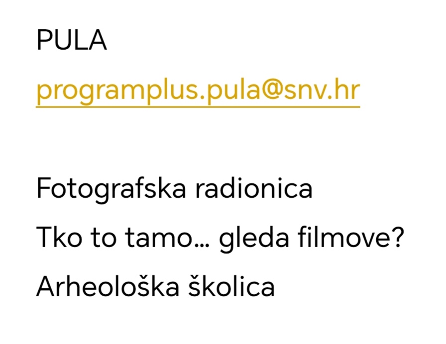 SRBinRijeka's tweet image. Program PLUS - besplatni kursevi i radionice za decu i mlade, osmišljene u saradnji sa stručnjacima, a namenjeni deci predškolskog, osnovnoškolskog i srednjoškolskog uzrasta.
🎬📸🎶✒️🎼🎨🎭🎥
Prijavite se! 
#Rijeka #Pula #ProgramPlus