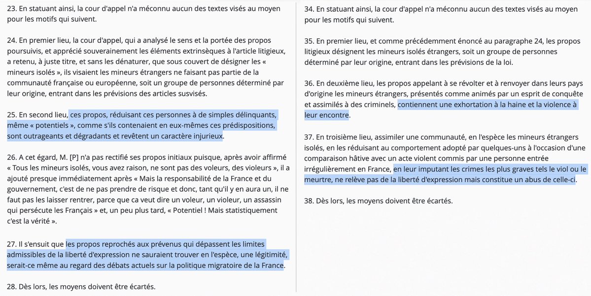N_Hervieu's tweet image. Discours de haine : La @Courdecassation confirme une (énième) condamnation pénale d&apos;Eric Zemmour.

Pour injure &amp;amp; provocation à la haine et violence.

Sur @CNews, il avait qualifié les mineurs isolés de « voleurs, assassins &amp;amp; violeurs »

Bien au-delà des limites d’un débat public.
