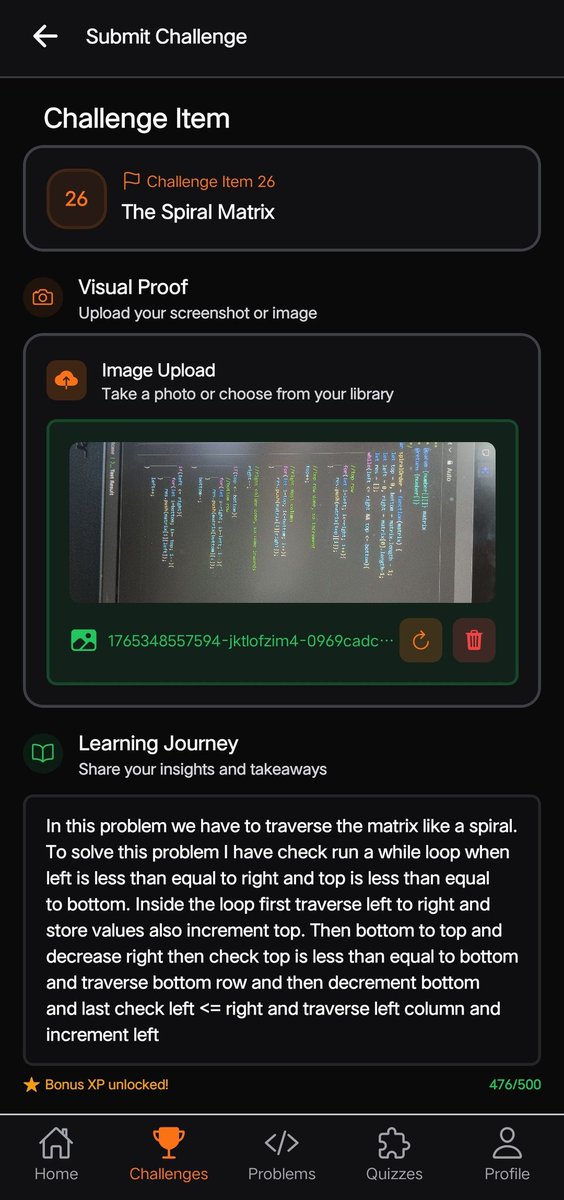 iamabhishek012's tweet image. #Day26 of #30DaysCodingChallenge
DSA with Java (Part-2) on Masterji app
Topic :  spiral rotation in matrix
@Hiteshdotcom @ChaiCodeHQ