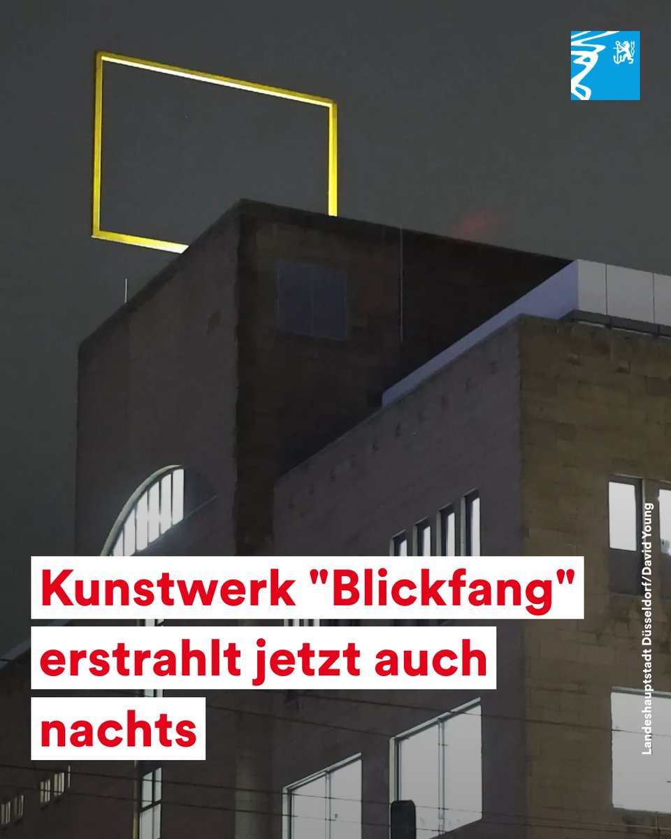 Duesseldorf's tweet image. Das #Kunstwerk "Blickfang" auf dem Dach der #Zentralbibliothek erstrahlt nun auch bei #Nacht. 🌃

Am Montagabend, 8. Dezember 2025, wurde die Lichtinszenierung des Kunstwerks erstmals in Betrieb genommen.

➡️ ow.ly/va5h50XGIeh