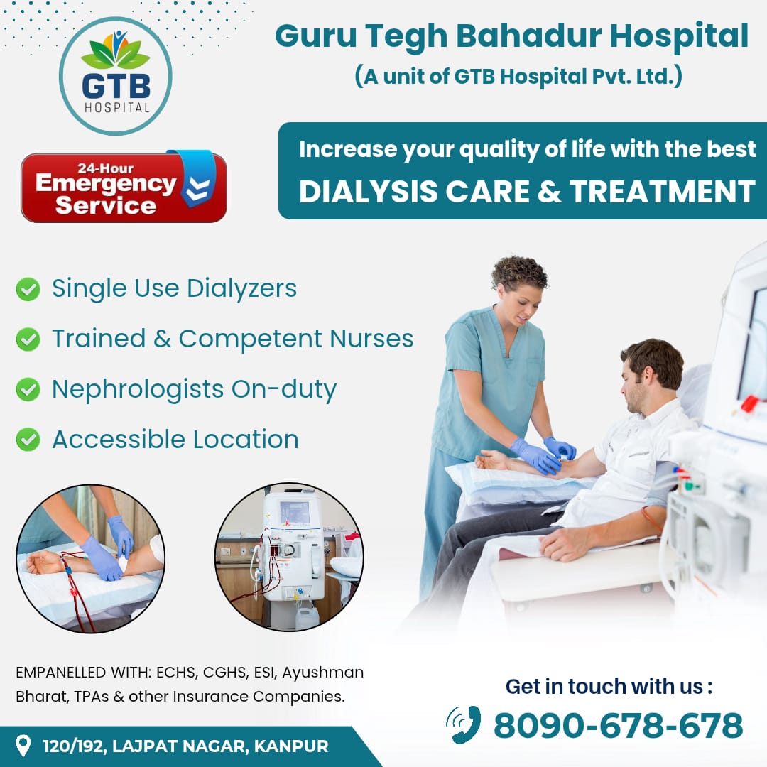 HospitalGtb's tweet image. World Class Dialysis Care &amp;amp; Treatment 🚑
.
.
Emergency Services 24/7 🕖
.
.
📞 Book an appointment now at 8090-678-678
.
.
📌 GTB HOSPITAL 
📞 8400098206, 8090678678
📍 120/192,Lajpat Nagar,Kanpur 

 #hospitalnearme #medicalcare #urgentcare #doctorsnearme #bestdoctorsinkanpur