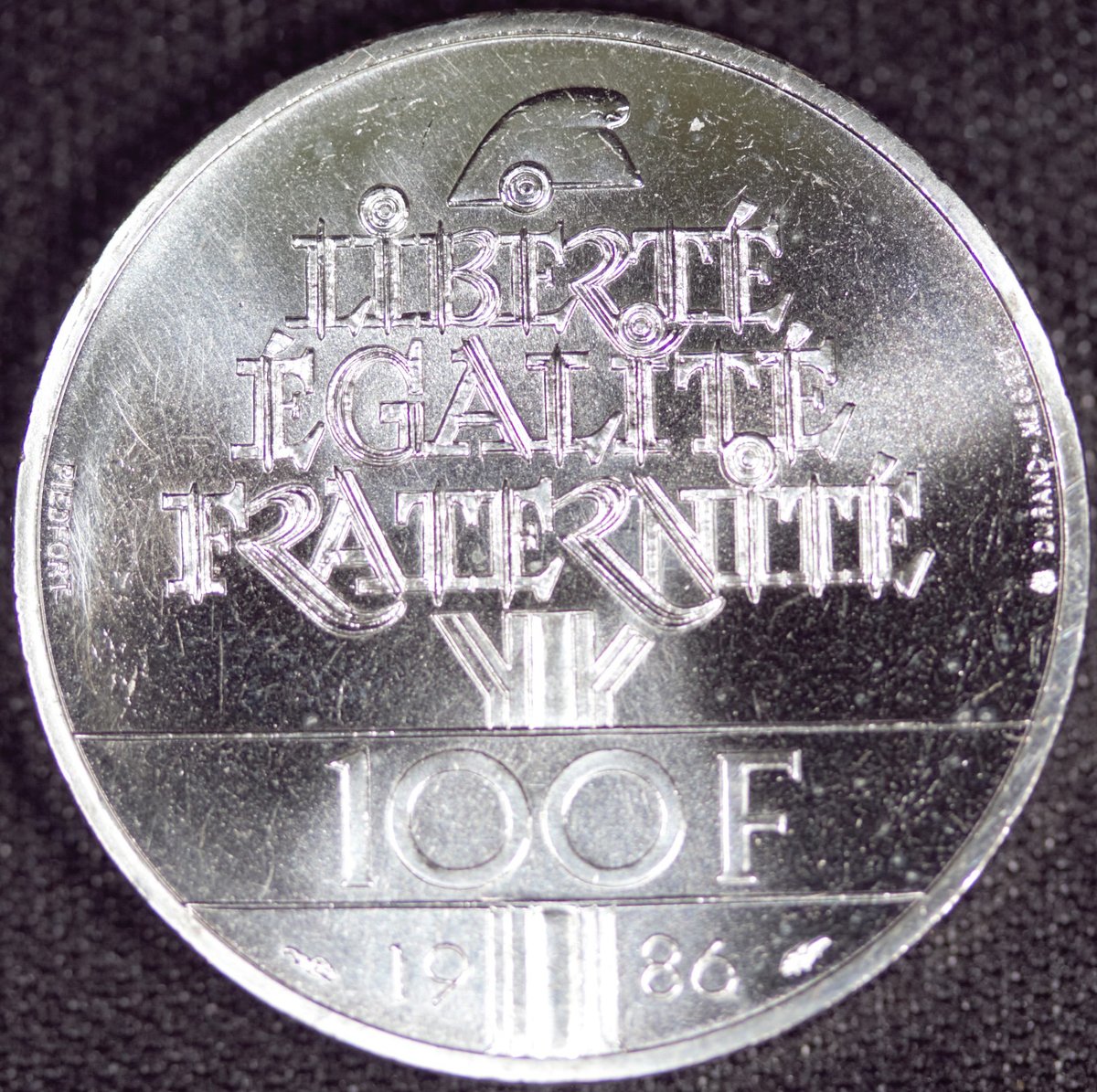 1986年にフランスで発行された100フランヴィンテージ銀貨