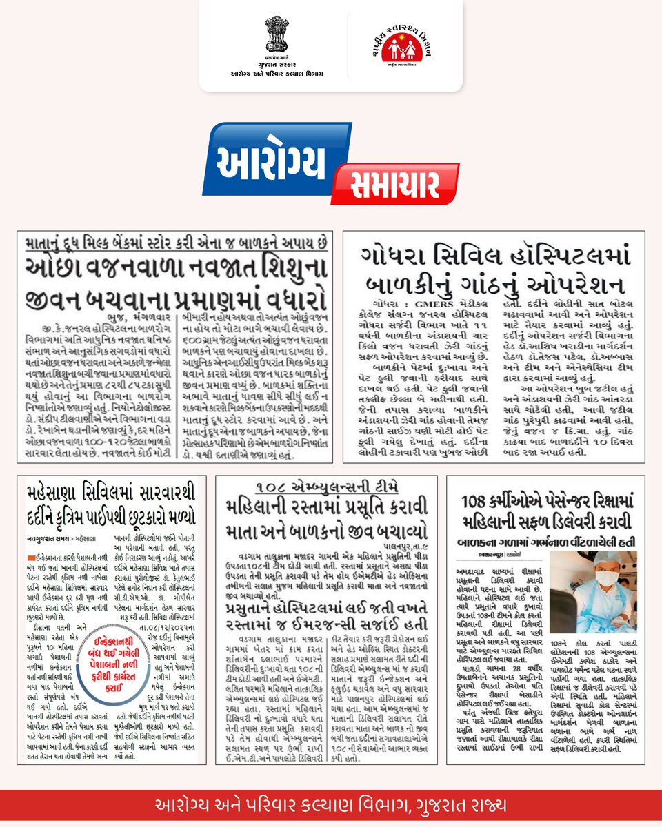 NHMGujarat's tweet photo. આજના આરોગ્ય સમાચાર...

#arogyasamachar
#healthbulletin
#spreadawareness
#savelife
#gog
#healthdepartment
#savelife
#humanity
#gujarat
#lifeafterlife
#India 

@CMOGuj https://t.co/tIWIM7EiIZ