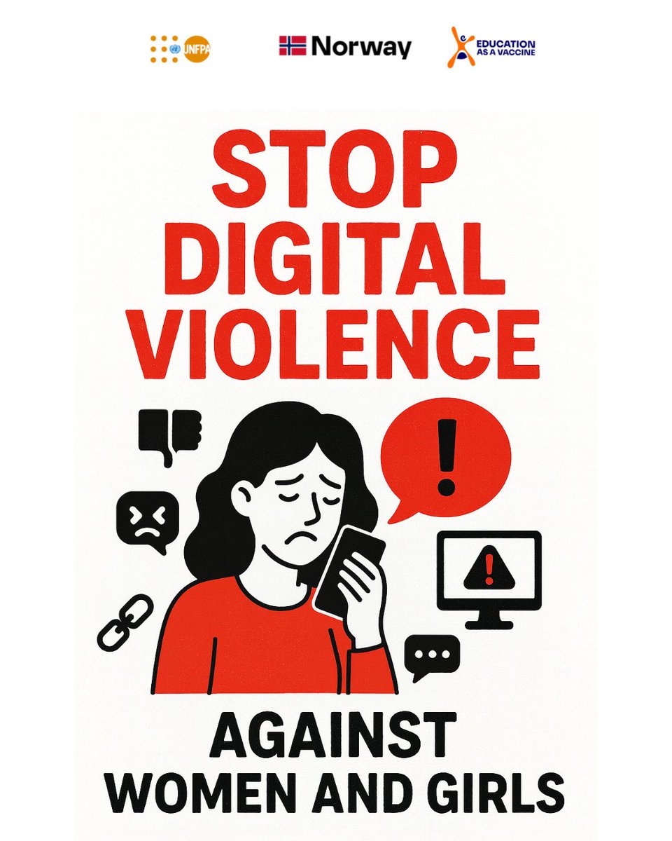 mhista_dee's tweet photo. Digital violence is a growing threat.
Digital harassment, online stalking and nonconsensual sexting are NOT normal—they are forms of gender-based violence.
It’s time to end digital violence.and Protect women and girls online.
#SRH4U #SafeOnlineToo #NoExcuse #EndDigitalViolence https://t.co/uu2Ethxk4e