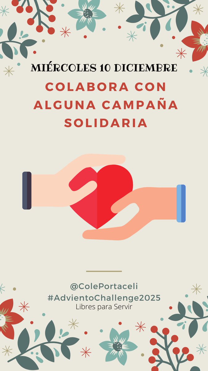 #Portaceli25 Comenzamos el Adviento 2025 ¿Te apuntas?

Cada día una actividad que nos ayude a vivir el Adviento más conscientes y comprometidos.

🕯️#AdvientoChallenge2025 #LibresParaServir