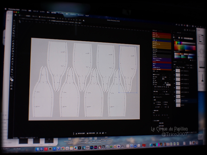 ケースの内張のモックアップ。もうすこし補正かな〜(^ω^;)
最近、ルイ15世の王冠の専用ケースの写真を見つけました。そちらは立体に削り出された木製ケースなのですが、なるべく雰囲気を近づけた布箱にしたいと思います。