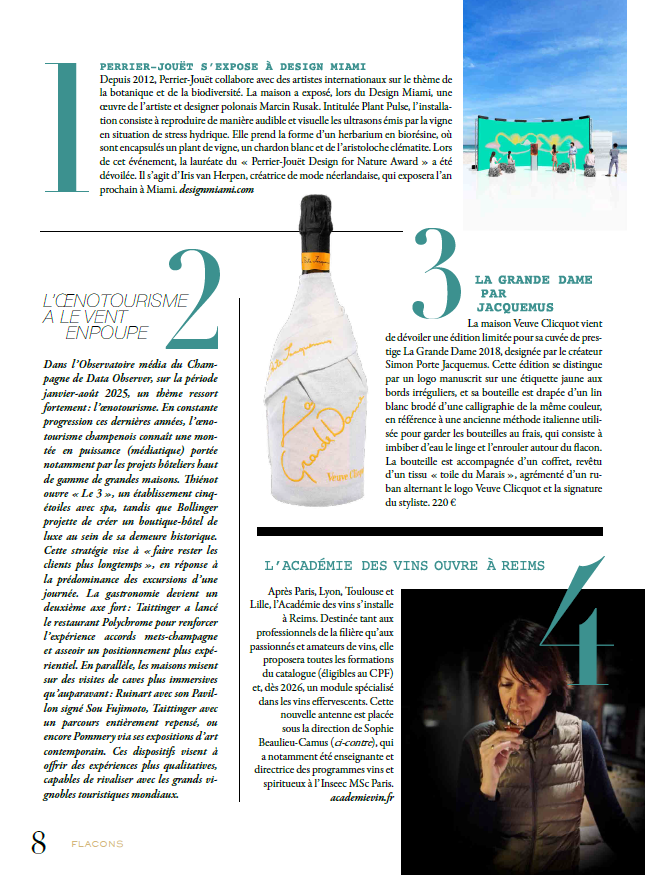 Merci Roberto Alvarez et le magazine Flacons (supplément de <a href="/lequipe/">L'Équipe</a>) pour la publication d'un article sur l'œnotourisme avec des données issues de l'Observatoire Média du #champagne de <a href="/Data_Observer/">Data-Observer</a>. 
Retrouvez l'intégralité des articles de ce magazine le 13 décembre.