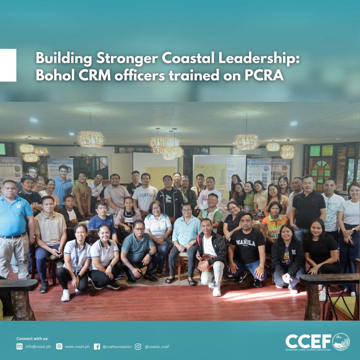 CCEF_PH's tweet image. November 18–19, 2025 | Dauis, Bohol — In partnership with BPEMO, CCEF, together with Mrs. Evelyn T. Deguit, successfully conducted the PCRA Training for Coastal Resource Management (CRM) Officers across all 30 coastal municipalities in Bohol.

Read more: coast.ph/uncategorized/…