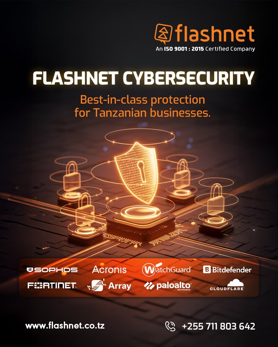 flashnet_tz's tweet photo. Best-in-class cybersecurity for Tanzanian businesses.

Cyber threats are evolving — and so should your security.
Flashnet Cybersecurity delivers trusted, enterprise-grade protection to keep your data, systems, and operations secure. https://t.co/K3gaqj25ex