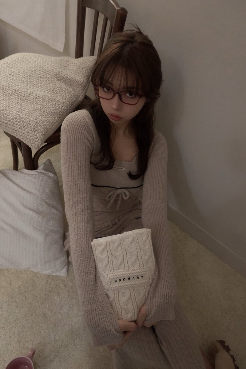 Sugar knit cable tops color ivory/pink beige ¥11000-tax in