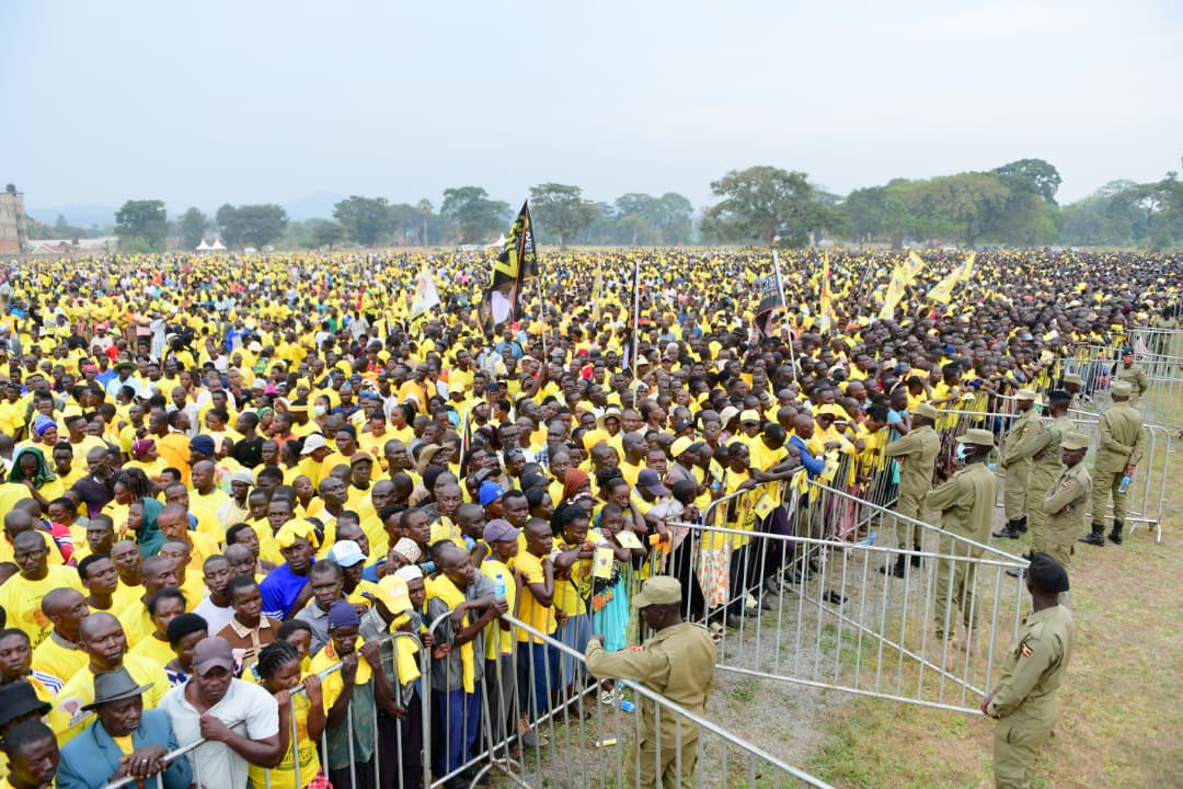 The <a href="/NRMOnline/">NRM Party</a> fraternity gathering at the Golf Course in Masindi District has warmly welcomed the Party Presidential Candidate, <a href="/KagutaMuseveni/">Yoweri K Museveni</a>, who is here to address his second rally of the day, while laying across the NRM achievements in the past 40 years and plans for