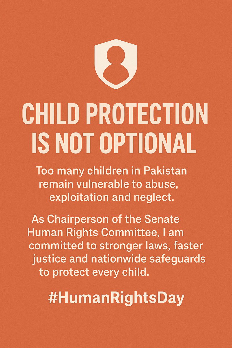 Child protection is one of our most urgent human-rights challenges. Across Pakistan, children face abuse, exploitation, trafficking and unsafe environments that rob them of safety and dignity. A society that cannot protect its children cannot progress. #HumanRightsDay