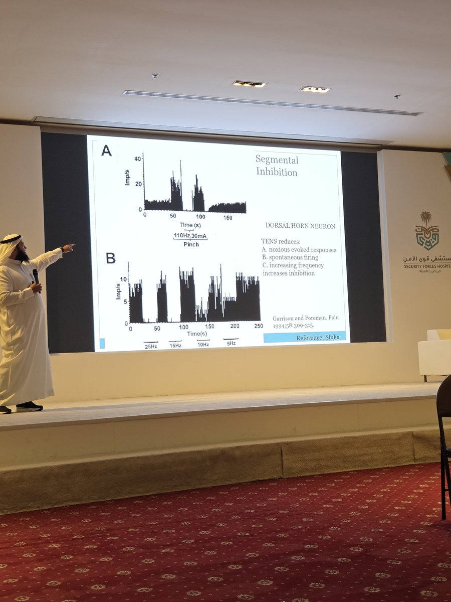 Dr. Ali’s talk on mechanism‑based pain management covered nociceptive, nociplastic, neuropathic, psychosocial and motor mechanisms, along with TENS and other therapies that target multiple mechanisms. What a day! <a href="/Ali_Alsouhibani/">Ali Alsouhibani</a>