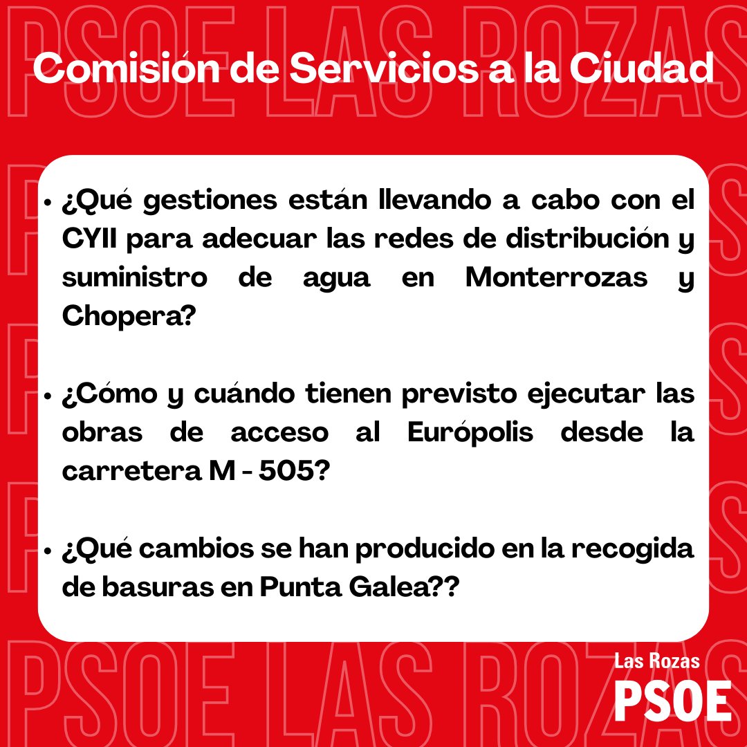PSOE_LasRozas's tweet image. ❗️Comisión de Servicios a la Ciudad