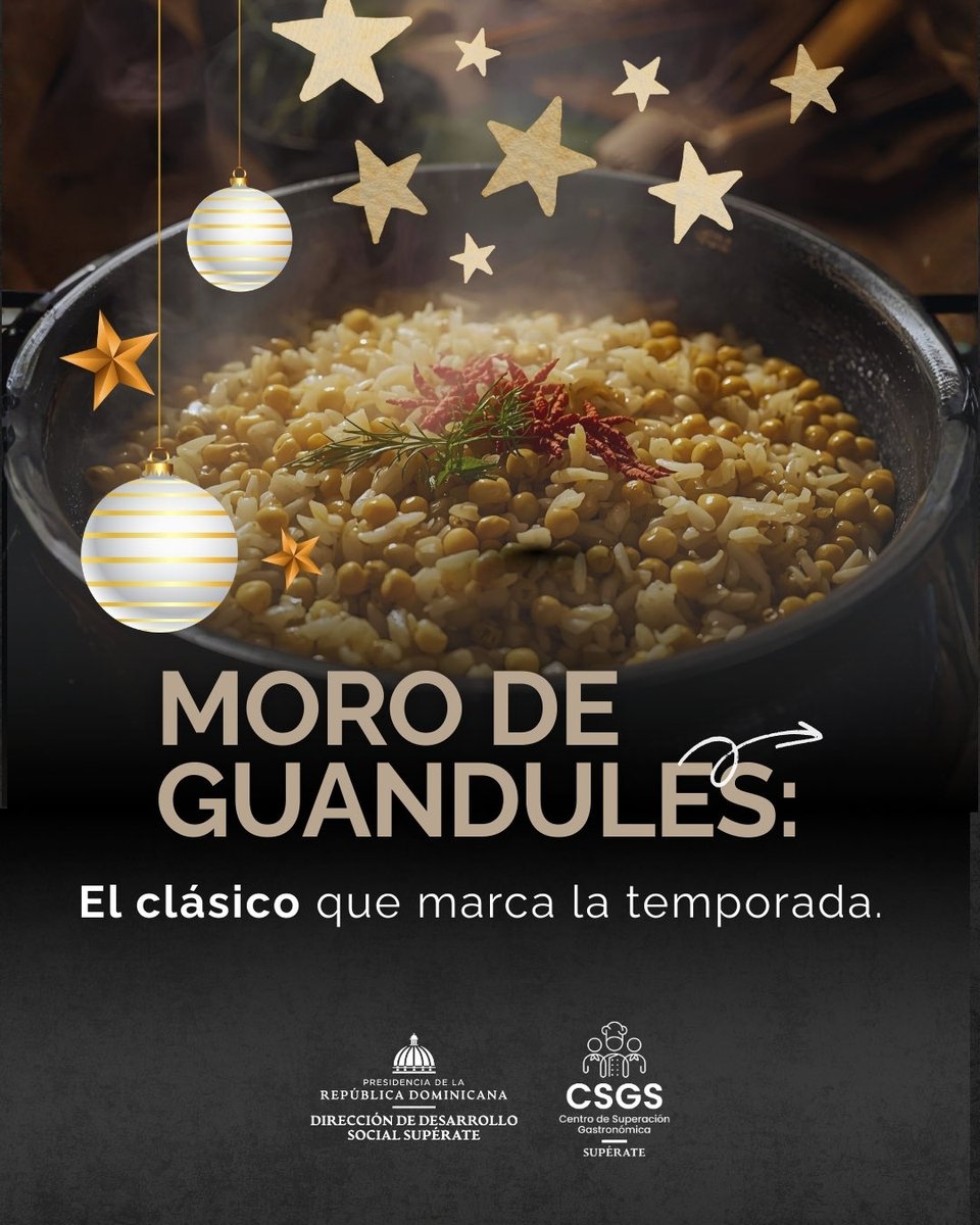CSGastronomicaS's tweet photo. El Moro de Guandules no es solo un plato… es tradición, memoria y sabor dominicano que se siente especialmente fuerte en Navidad. 

En el #CSGS, te enseñamos a transformar ingredientes cotidianos en platos que emocionan y unen a la familias. https://t.co/fu2g9F6bx6