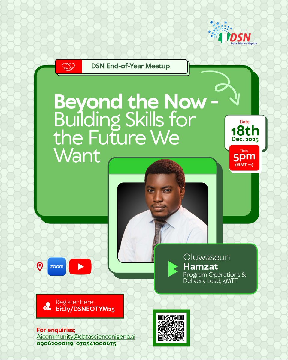 dsn_ai_network's tweet image. The distance between where you are and where you want to be usually comes down to one thing: a skill gap.

At the @dsn_ai_network End of Year Meetup, we’re breaking down what it truly takes to build the skills that shape the future we all want. And we’re fired up to have…