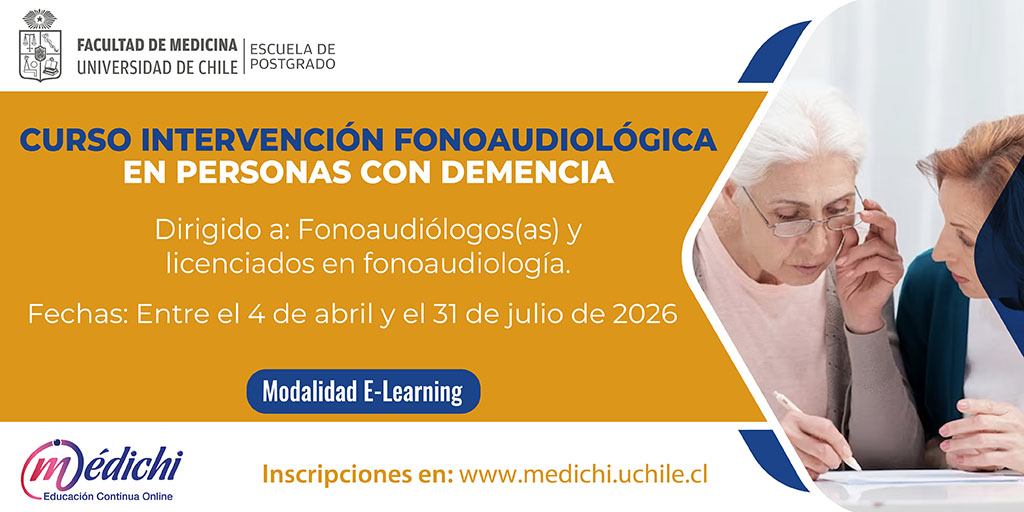 🌟 Eleva tu perfil profesional. Inscríbete en el Curso Intervención Fonoaudiológica en Personas con Demencia y actualiza tus competencias en evaluación, diagnóstico y tratamiento con enfoque psicosocial. 

Más info 👉 medichi.uchile.cl/curso-interven…